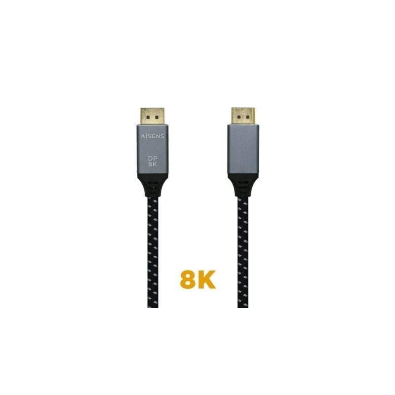 Cable Displayport 1.4 8K Aisens A149-0434/ Displayport Macho - Displayport Macho/ 50cm/ Negro Gris