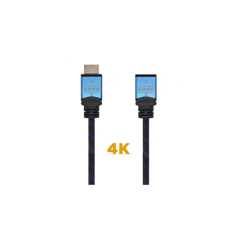 Cable Alargador HDMI Aisens A120-0453/ HDMI Macho - HDMI Hembra/ 2m/ Negro/ Azul