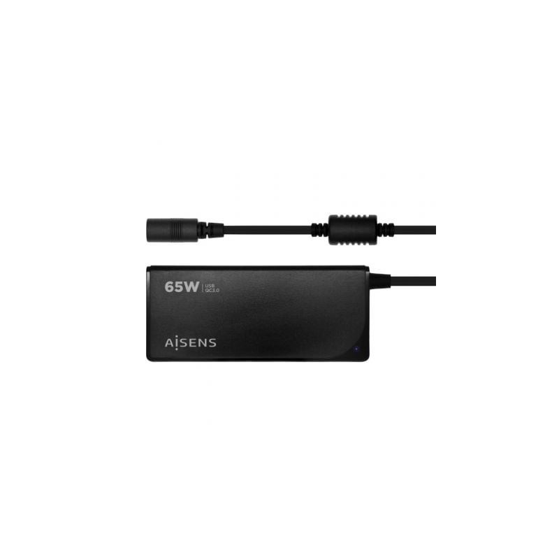 Cargador de PortÃ¡til Aisens ASLC-65WAUTO-BK/ 65W/ AutomÃ¡tico/ 9 Conectores/ Voltaje 18.5-20V/ 1 USB QC3.0