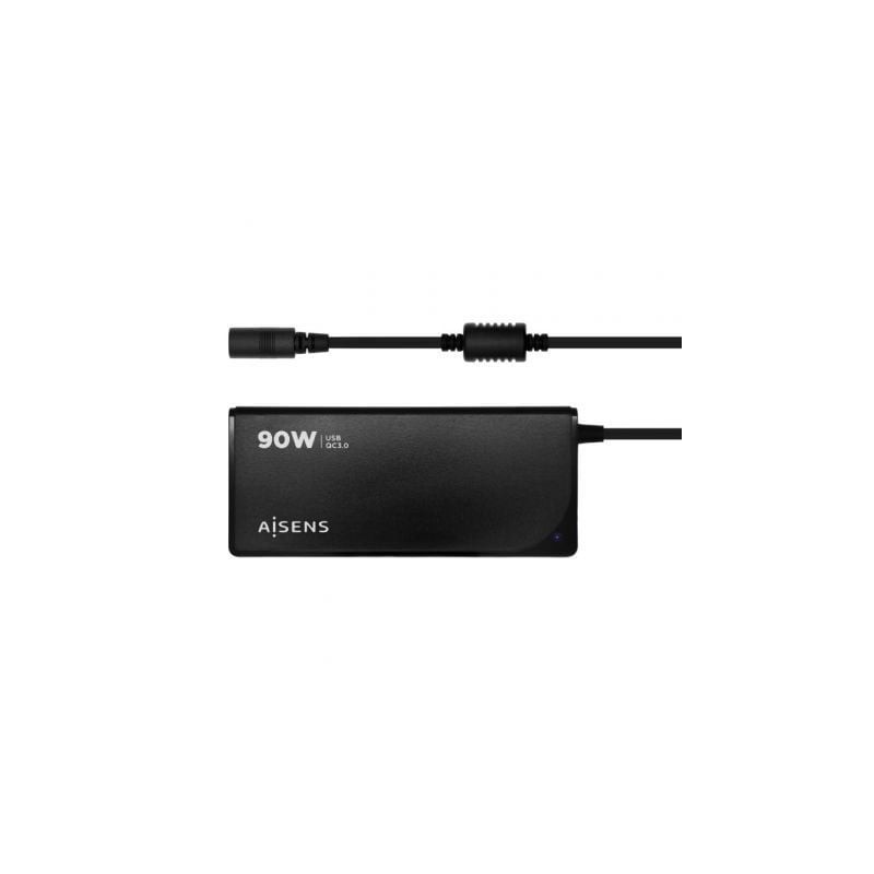 Cargador de PortÃ¡til Aisens ASLC-90WAUTO-BK/ 90W/ AutomÃ¡tico/ 12 Conectores/ Voltaje 15-20V/ 1 USB QC3.0