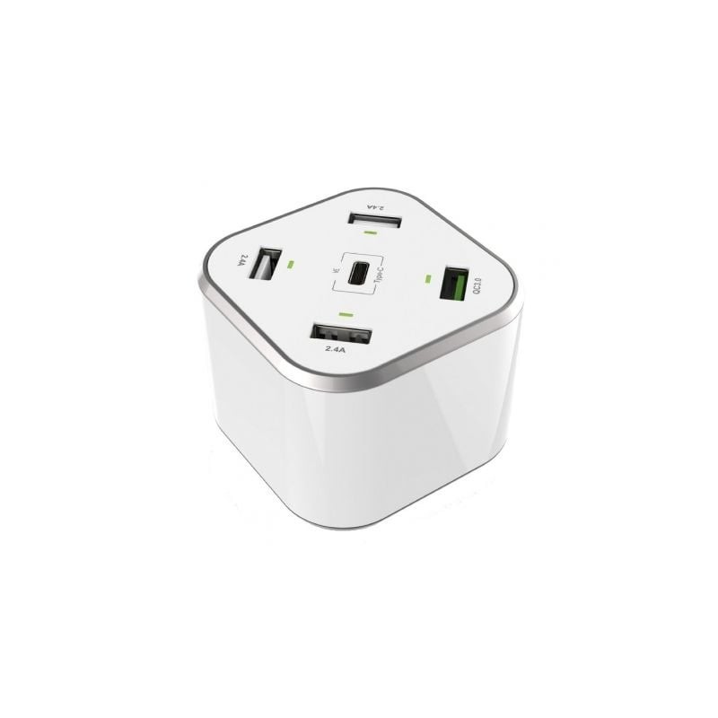Cargador de Mesa Aisens ASCH-5PQC-W/ 1xUSB Tipo-C/ 4xUSB/ 48W
