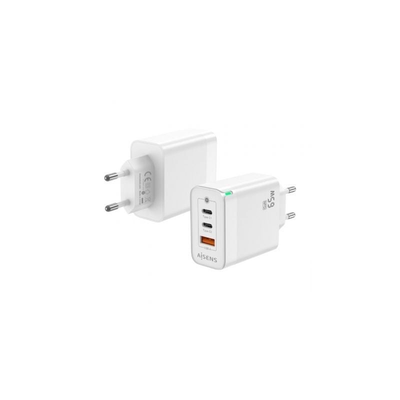 Cargador Gan de Pared Aisens ASCH-65W3P007-W/ 2xUSB Tipo-C/ 1x USB/ 65W