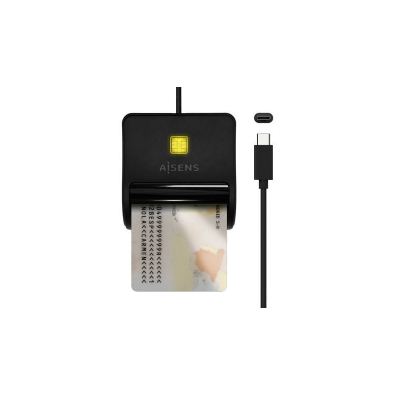 Lector de DNI USB Tipo-C Aisens ASCR-SN03C-BK/ Negro