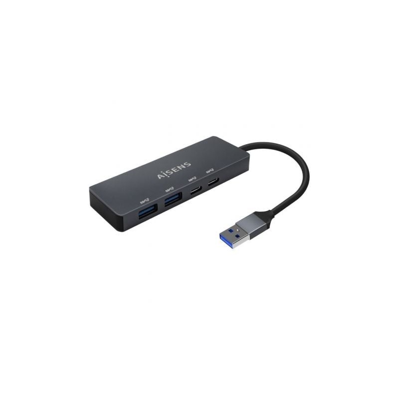 Hub USB 3.2 Aisens A106-0746/ 2xUSB/ 2xUSB Tipo-C/ Gris