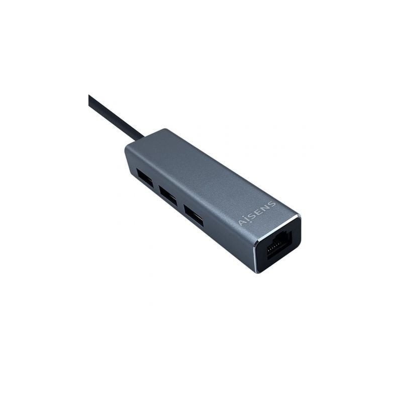 Hub USB Tipo-C Aisens A109-0396/ 3xUSB/ 1xRJ45/ Gris
