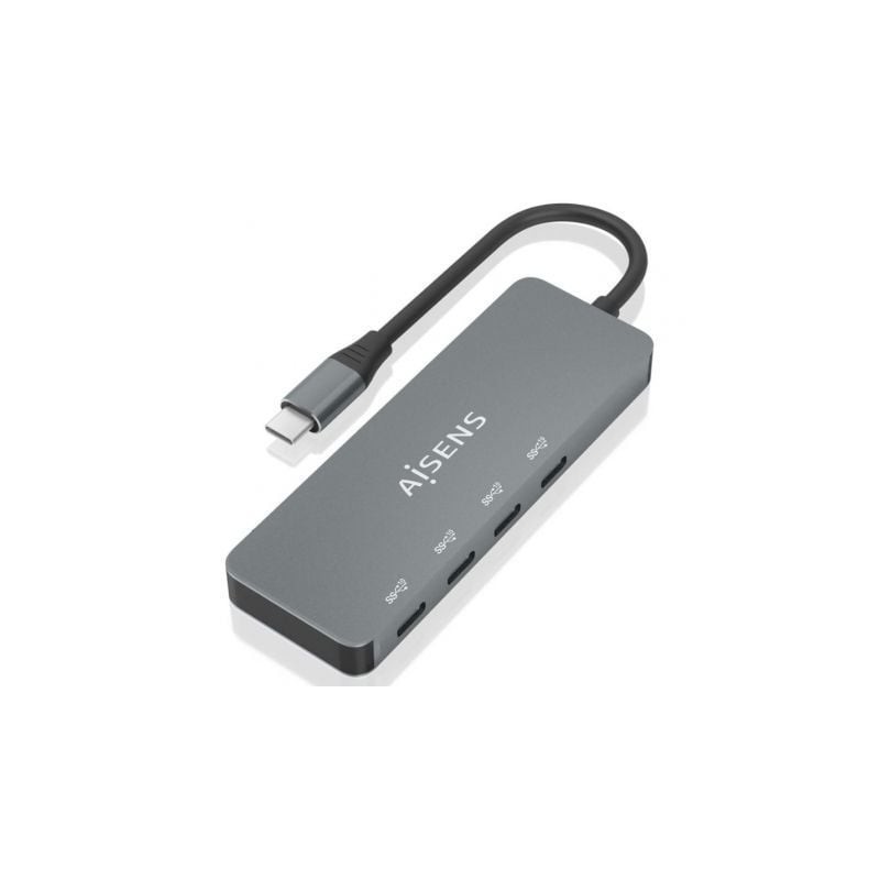 Hub USB Tipo-C Aisens A109-0695/ 4xUSB Tipo-C/ Gris