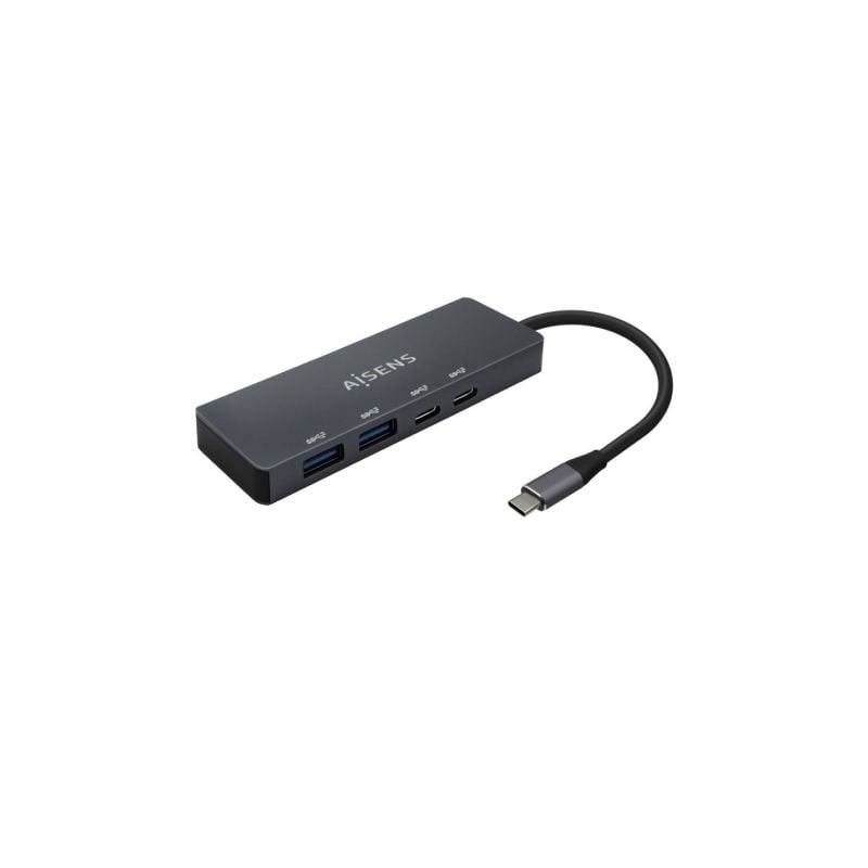 Hub USB Tipo-C Aisens A109-0744/ 2xUSB/ 2xUSB Tipo-C/ Gris