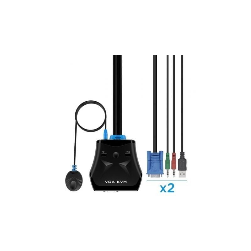 Conmutador SVGA Aisens A111-0411/ 2PC con 1 sólo teclado y ratón
