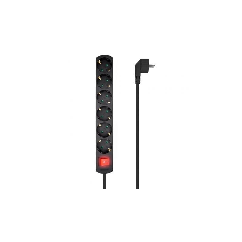 Regleta con Interruptor Aisens A154-0536/ 6 Tomas de Corriente/ Cable 1.4m/ Negro