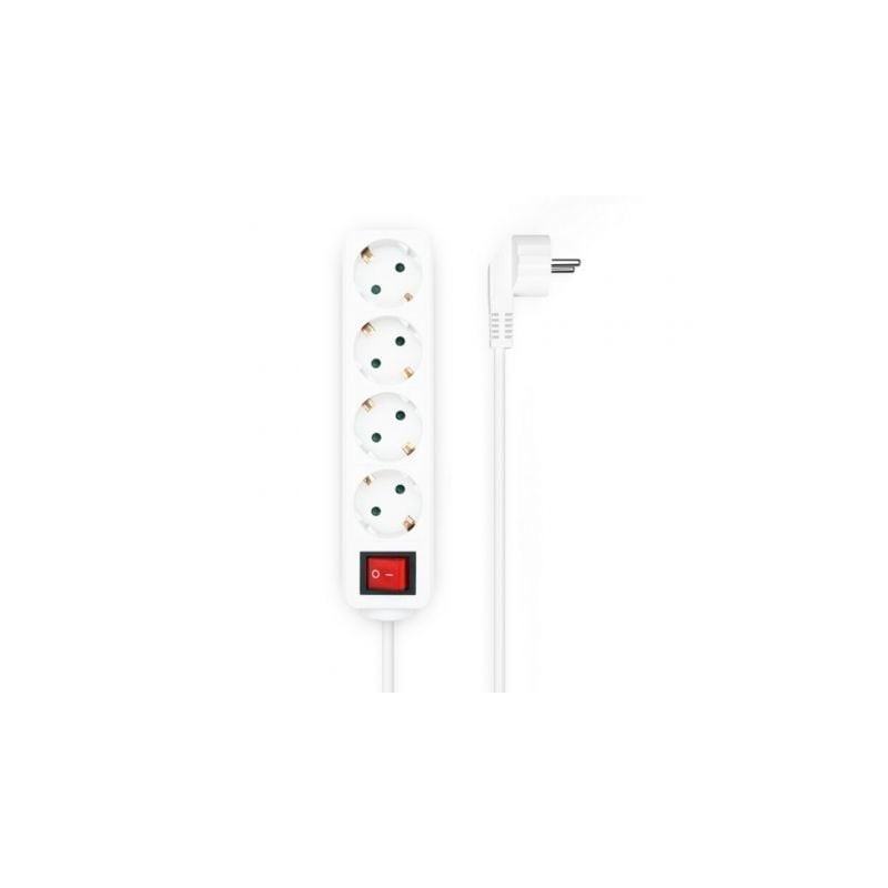 Regleta con Interruptor Aisens A154-0649/ 4 Tomas de Corriente/ Cable 1.4m/ Blanco